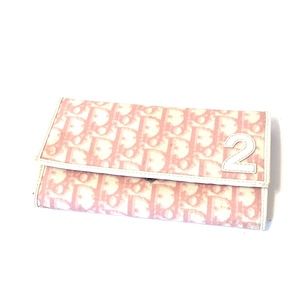 White +Mauve pink Monogram Dior Wallet Card Holder